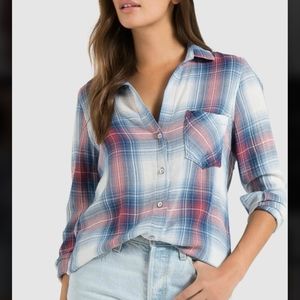 Bella Dahl - Plaid Fray Pocket Shirt NWT